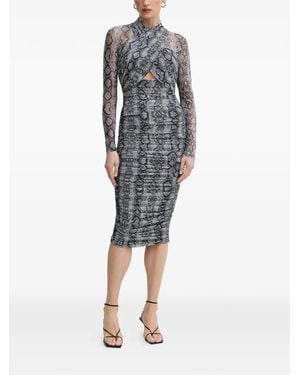 Bardot Aliyah Cutout Snake Print Dress - Gray
