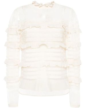 Twinset Floral-Lace Ruffled Blouse - White