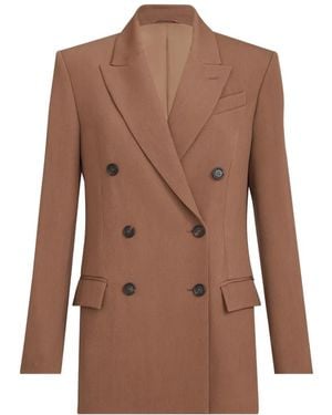 Brunello Cucinelli Virgin-Wool And Viscose Tricotine Blazer With Monili - Brown