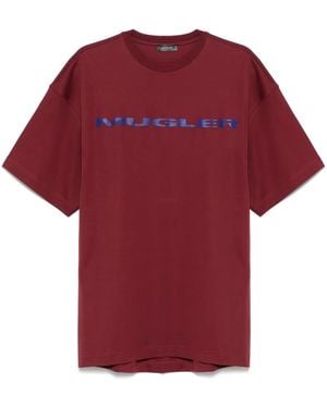 Mugler Camiseta Con Aplique Del Logo - Rojo