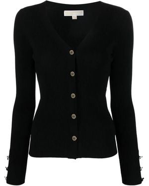 MICHAEL Michael Kors Logo-Debossed Button-Front Cardigan - Black