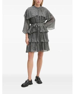 Bruuns Bazaar Pleated Ruffled Mini Dress - Black
