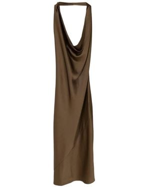 Alejandra Alonso Rojas Draped Halter Midi Dress - Natural