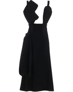 Yohji Yamamoto Cut-out wool dress - Negro