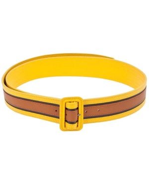 Burberry Bi-color Leather Belt - Yellow