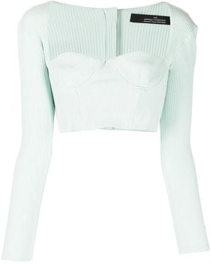 ROKH Ribbed Sweetheart-Neck Top - Blue