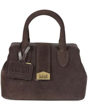 Schell Logo-Plaque Suede Tote Bag - Brown