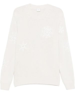 Eleventy Snowflake-Embroidered Jumper - White