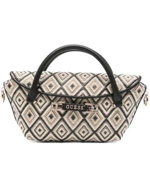 Guess Mini Sophia Diamond-Pattern Tote Bag - Metallic