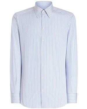 Dolce & Gabbana Striped Poplin Martini Shirt - Blue