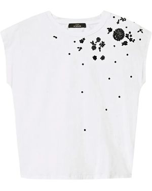 Twinset Embroidered-Flower T-Shirt - White