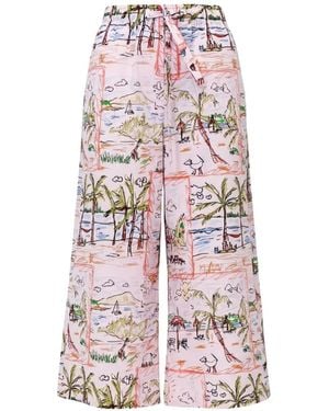 ODEEH Graphic-Print Wide-Leg Trousers - White