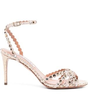 Aquazzura 90Mm Tequila Embellished Scalloped-Edge Sandals - Pink