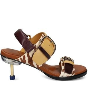 4Ccccees Osha Line Mid buckled zebra-print sandals - Marrón