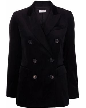Alberto Biani Velvet-Effect Double-Breasted Blazer - Black