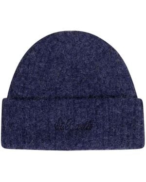Mc2 Saint Barth Ribbed Logo-Embroidered Beanie - Blue