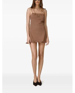 Pink Gerüschtes Minikleid mit Schleifenverschluss - Natur