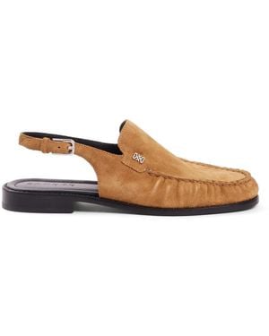 Sandro Buckle Suede Loafers - White