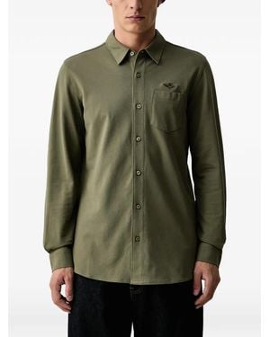 Aeronautica Militare Logo-Embroidered Pocket Shirt - Green