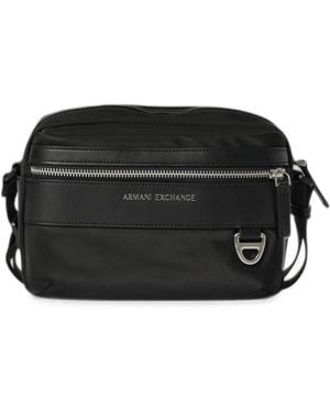 ARMANI EXCHANGE Logo-Plaque Shoulder Bag - Black