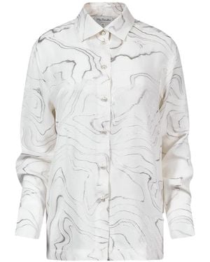 Mia Peculiar Pearl-Button Shirt - White