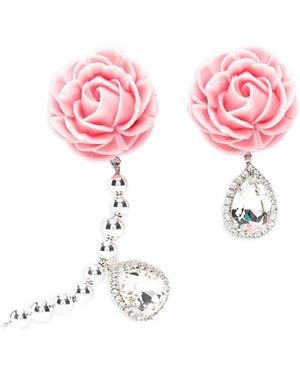 Magda Butrym Pendientes Con Apliques De Cristal - Rosa