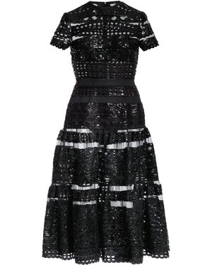 Elie Saab Tulle Embroidered Midi Dress - Black
