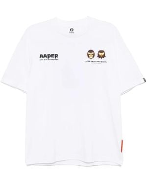 Aape By A Bathing Ape T-Shirt Con Logo - Bianco