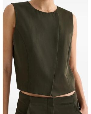 Twp Round-Neck Hidden-Placket Vest - Green