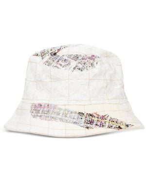 Who Decides War Tweed Patchwork Bucket Hat - White
