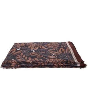 Dell'Oglio Floral-Print Frayed Scarf - Brown