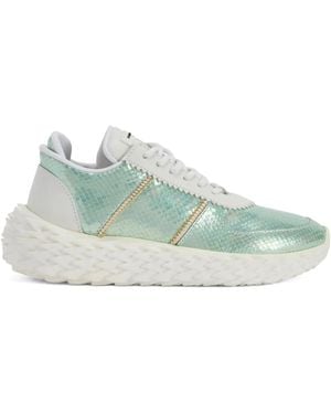 Giuseppe Zanotti Urchin Snakeskin-Effect Lace-Up Trainers - Green