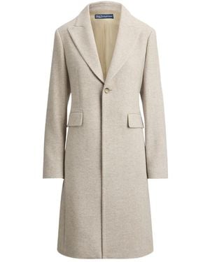 Polo Ralph Lauren Button-Fastening V-Neck Wool Coat - White