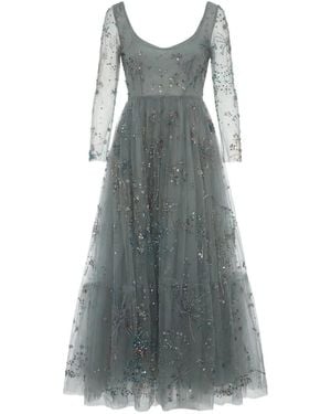 Valentino Garavani Bead-Embellished Tulle Maxi Dress - Blue