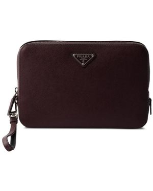 Prada Clutch Met Logoplakkaat - Paars