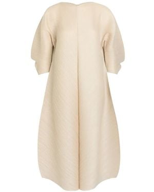Pleats Please Issey Miyake Pleated Woven Midi Dress - Natural