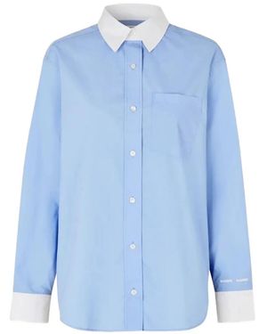 Samsøe & Samsøe Salova Contrast-Collar Shirt - Blue