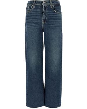 7 For All Mankind Alexa High-Waist Frayed Jeans - Blue