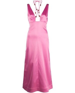 Ganni Halterneck Sleeveless Midi Dress - Pink