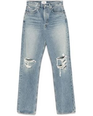 Agolde Distressed High-Waisted Kelly Jeans - Blue