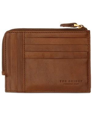 The Bridge Zip-Around Leather Card Holder - Brown