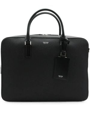 Tom Ford Grained Leather Tote Bag - Black