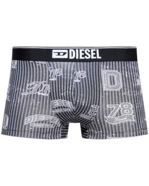DIESEL Bóxer A Rayas Con Logo - Gris