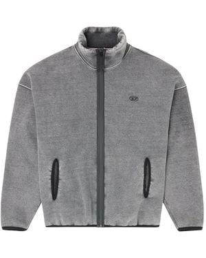 DIESEL Logo-detail Fleece Zip-up Sweater - グレー