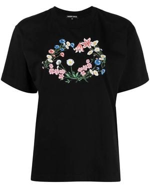 Markus Lupfer Floral Print T-Shirt - Black