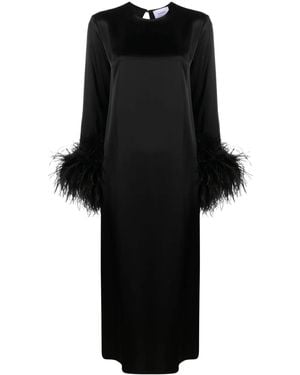 Sleeper Suzi Feather-trim Maxi Dress - Black