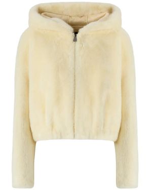 Pinko Faux-Fur Hooded Jacket - White