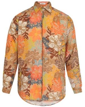 Amir Slama Floral-Print Button-Up Shirt - Orange
