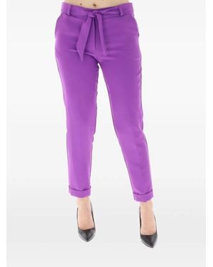 Sol Wears Women Pantaloni Dritti Con Laccetti Da Annodare - Viola