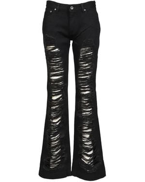 BOHEMSEO Distressed Semi-Bootcut Jeans - Black